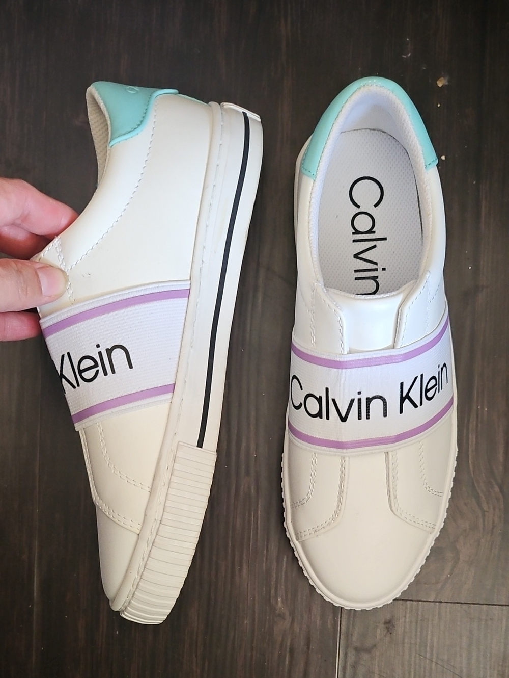 Calvin Klein White Sneakers with Purple Accent